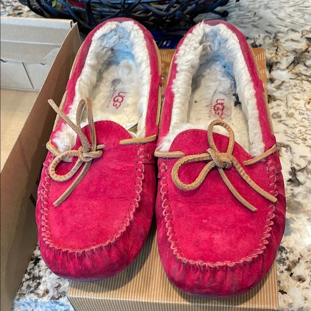 UGG Women's Red Suede Moccasin Slippers